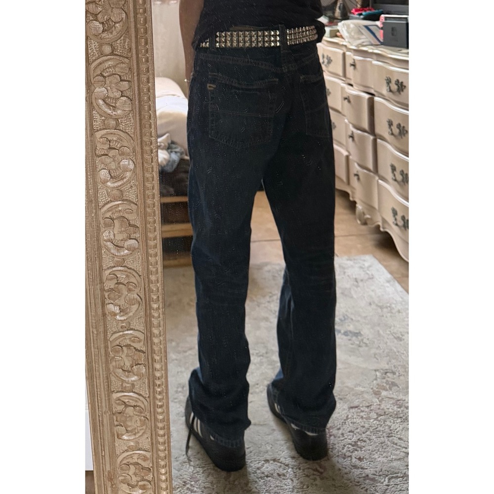 Vintage Y2K Diesel Industries Dark Wash Distressed Denim Jeans Mens 34 Grunge